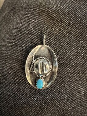 Sterling Silver vintage native made kingman Turquoise Cowboy Hat Pendant